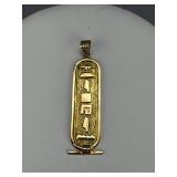 14K YG Personalized Egyptian Cartouche STEPHEN