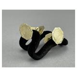 14K YG Hallmark Signed Guilloche Style Cuff Links