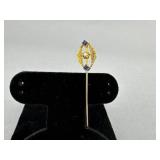 14K Yellow Gold Sapphire Seed Pearl Stickpin