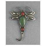 Signed Navajo Herman Smith Dragonfly Pin Pendant