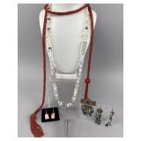 Seed Bead Lariat, Rhodochrosite Earrings and More