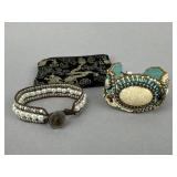 Bead Embroidered, Handmade Faux Pearl Bracelets