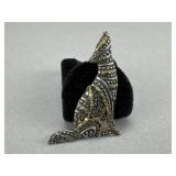Sterling Silver and 18K Gold Wolf Brooch
