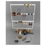 Lucite Set, Ceramic Mask Brooches, Earrings & More