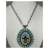Edward Beyuka Zuni Rainbow Man Inlay Pendant