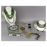 Green Earthy Tone Costume Necklaces Earrings Etc..