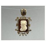 Italian Warrior Cameo Gold Locket Pendant