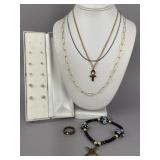 Gold & Silver Tone Necklaces, Bracelet, Earrings..