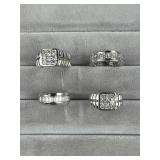 4 Sterling Silver CZ Fashion Bands and Rings