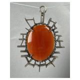 SS Carnelian Cabochon Brutalist/Modernist Charm