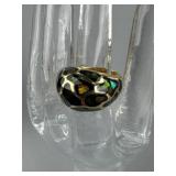 Sterling Leopard Print Mosaic Adjustable Dome Ring
