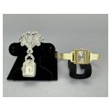18K Desta 17 Jewels Mechanical Watch, Brooch Watch