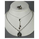 Hammered Heart Elephant Good Luck Charm Necklaces