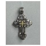 Sterling & 18K Konstantino Signed Cross Charm