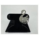 Thailand Silver Marcasite Swan Brooch Pin