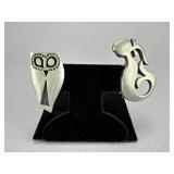 R. Tennesmed Sweden Pewter Mermaid and Owl Pin