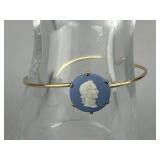 14K Gold Wedgwood Intaglio Bangle Bracelet