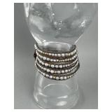 925 Chan Luu Gray Pearl Silver Bead Wrap Bracelet