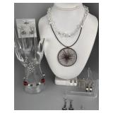 Am Lee Silver Necklace Set, Silver Earrings, Etc..