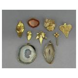 Foil Resin Leaf Pendants, Geode Slice Pendants