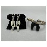Faux Tiffany & Co Stamped Earrings & Cuff Bracelet