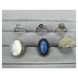 6 Ladies Sterling Silver Rings, Some with Stones