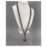 Agatized Fossil Coral Bead Hei Matau Necklace