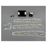 14K Black Onyx Studs, Ivory Color Ring/Earring Set