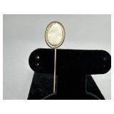 14K Yellow Gold Shell Cameo Hat Stick Pin