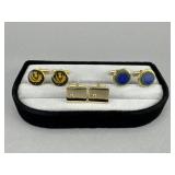 3 Pair Gold Tone Cuff Links