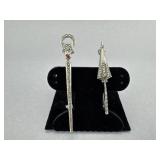 Silver Marcasite Parasol & Scepter Style Pin