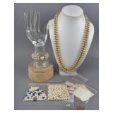 Faux Pearl Necklace, Bracelet, Loose Pearls Beads