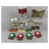 Holiday Jewelry, Enamel Earrings, Buckle in a Box