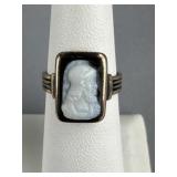 14K YG Handcarved Hardstone Warrior Cameo Ring