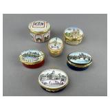 6 Halcyon Days London Subject Enamel Boxes