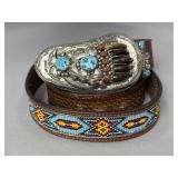 Navajo Sterling Silver Bear Claw Buckle on Belt