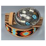 Navajo Sterling Bear Claw Belt Buckle Signed DDC