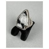 Sterling Snowflake Obsidian Arrowhead Ring