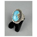 Signed Chatfields Sterling Silver Turquoise Ring