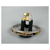 SS Native American Design Cuff Bracelet & Ring
