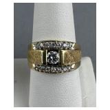14K .33ct Diamond w/ 14 0.03ct Diamonds Mens Ring