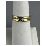 14K 0.03 CT Diamond Two Tone Band