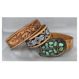 Handmade Turquoise Nugget Belt Buckle on Belt