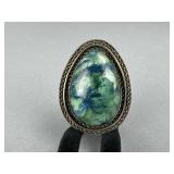Azurit Israel 930 Silver Eilat Stone Pin Pendant