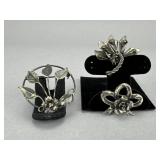 3 Sterling Silver Floral Style Pin/Brooch
