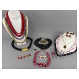 Gold Tone Beaded Costume Necklaces Bracelets Etc..