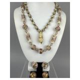 Murano Style Wedding Cake Bead Necklaces Earrings