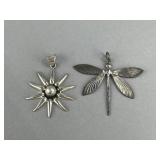 Sterling Silver Dragonfly & Sunburst Charms