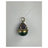 Russian Style Silver Marcasite Faberge Egg Charm
