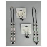 Silver Gold Filled Beaded Necklace & Earring Sets